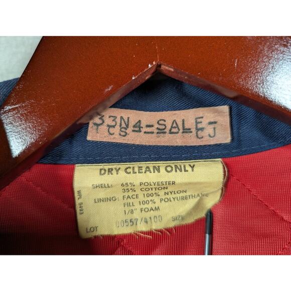 Vintage Work Jacket Mens Size Large Navy Blue Insulated Red Mechanic /4100 ** - Picture 2 of 9